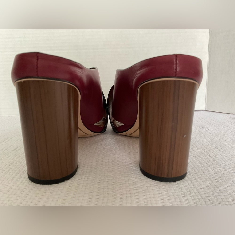 SARTO By Franco Sarto Red Leather Mules with Block Heel - Picture 9 of 11